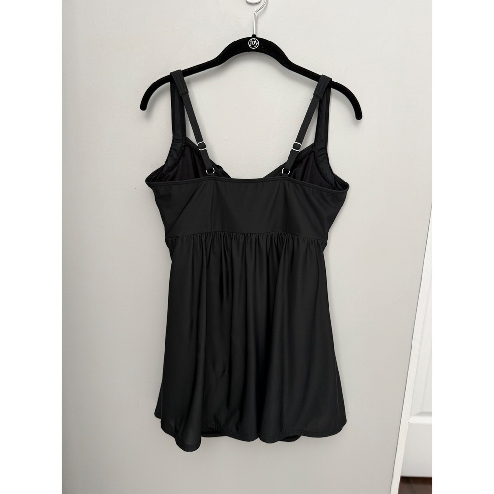 Miraclesuit Womens Black Marais One Piece Swimdress Ruched Swimsuit Size 14 - Picture 3 of 13